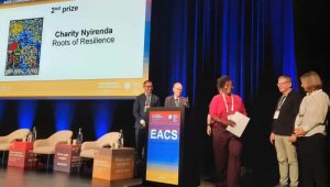 Celebrating 4M Member Charity Nyirenda, who won 2nd prize for her artwork at the recent EACS Conference Art Exhibition